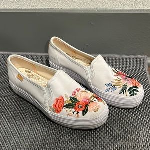 Keds x Rifle Paper Co. Triple Decker White Floral print sneakers -Women's size 5